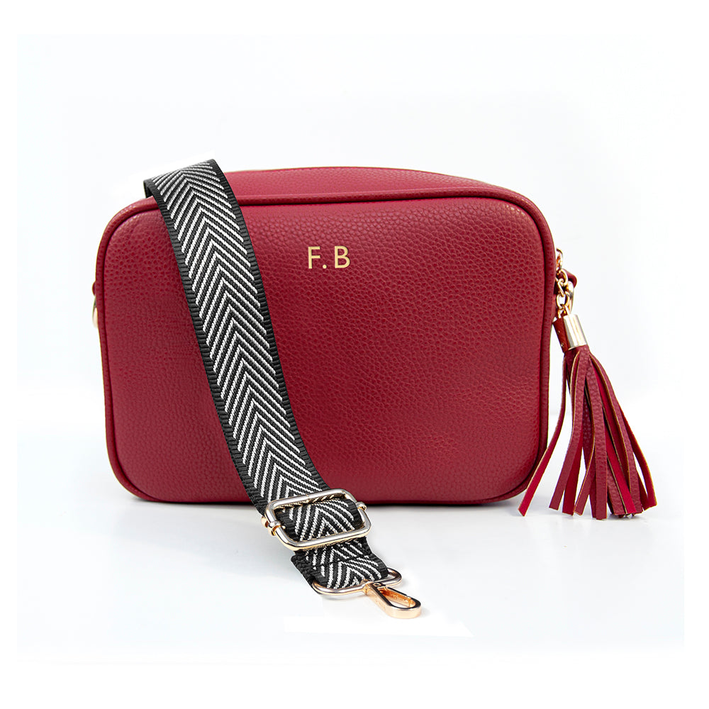 Personalised Red Crossbody Bag in Vegan Leather