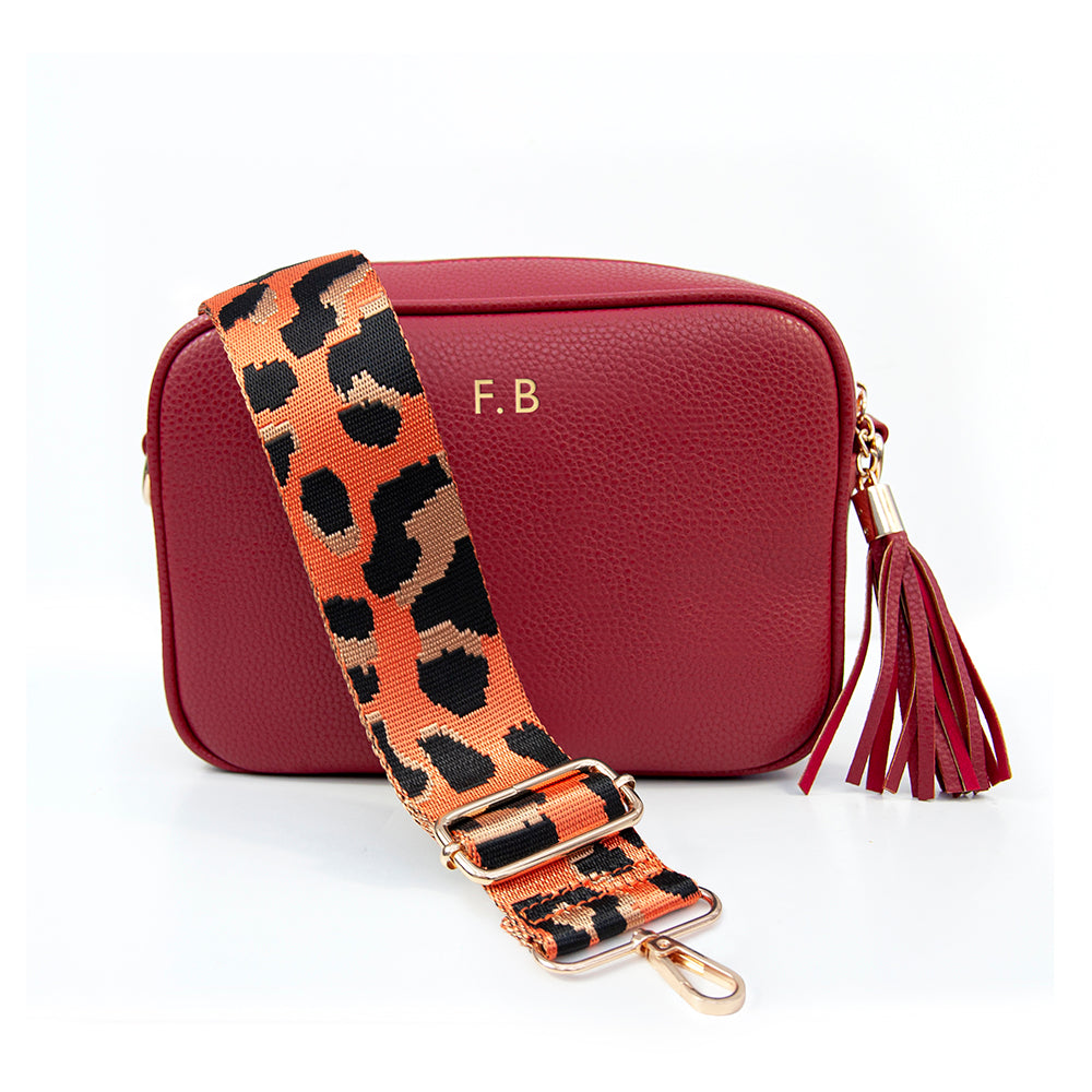 Personalised Red Crossbody Bag in Vegan Leather