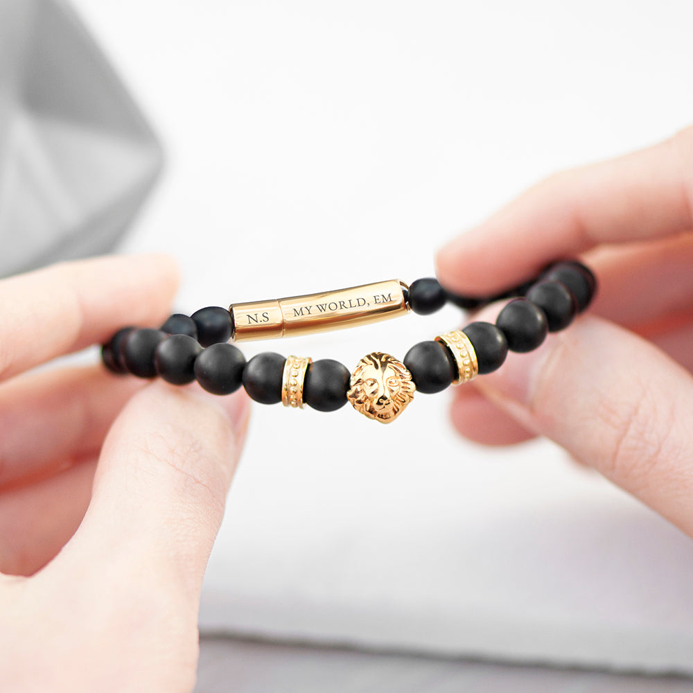 Personalised Men's Golden Lion Bracelet