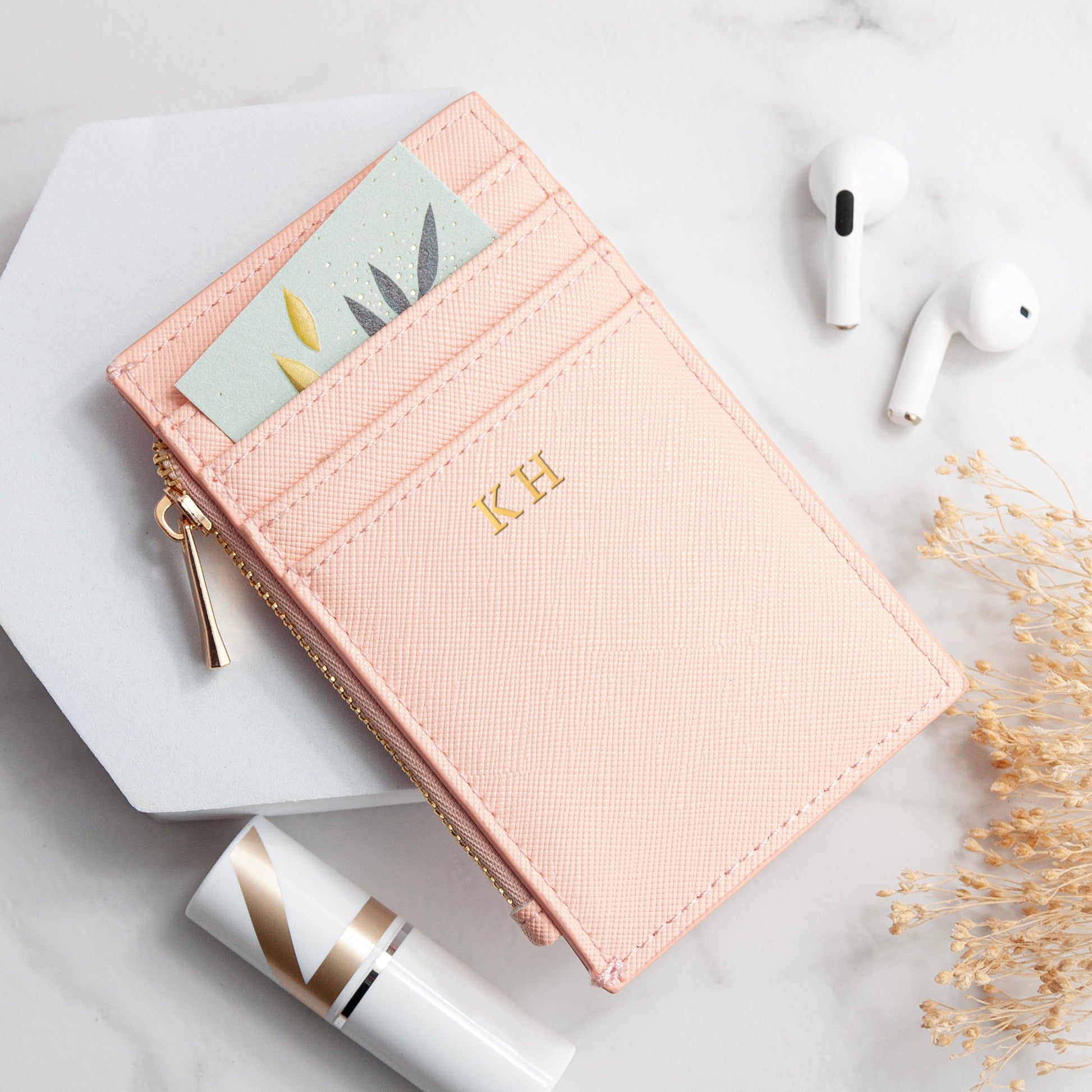 Monogrammed Card Holder in Vegan Leather