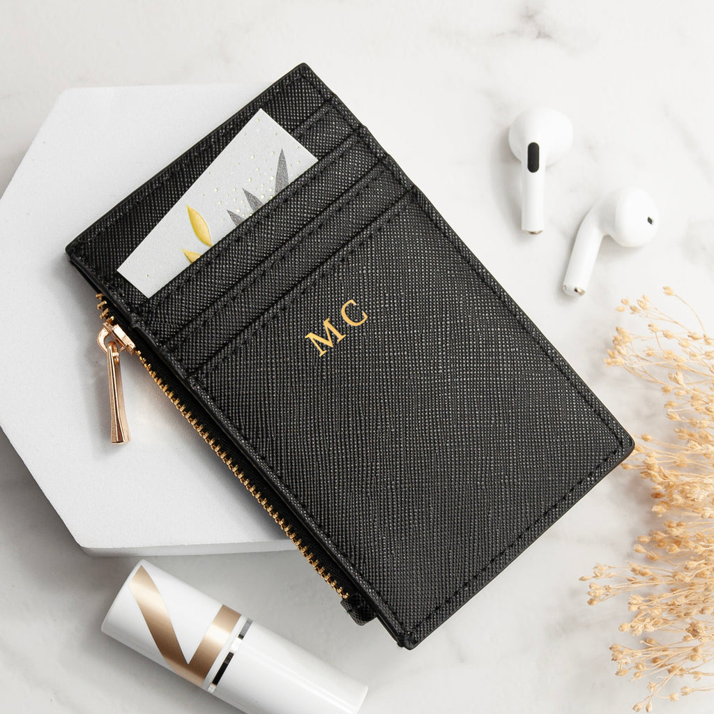 Monogrammed Card Holder in Vegan Leather