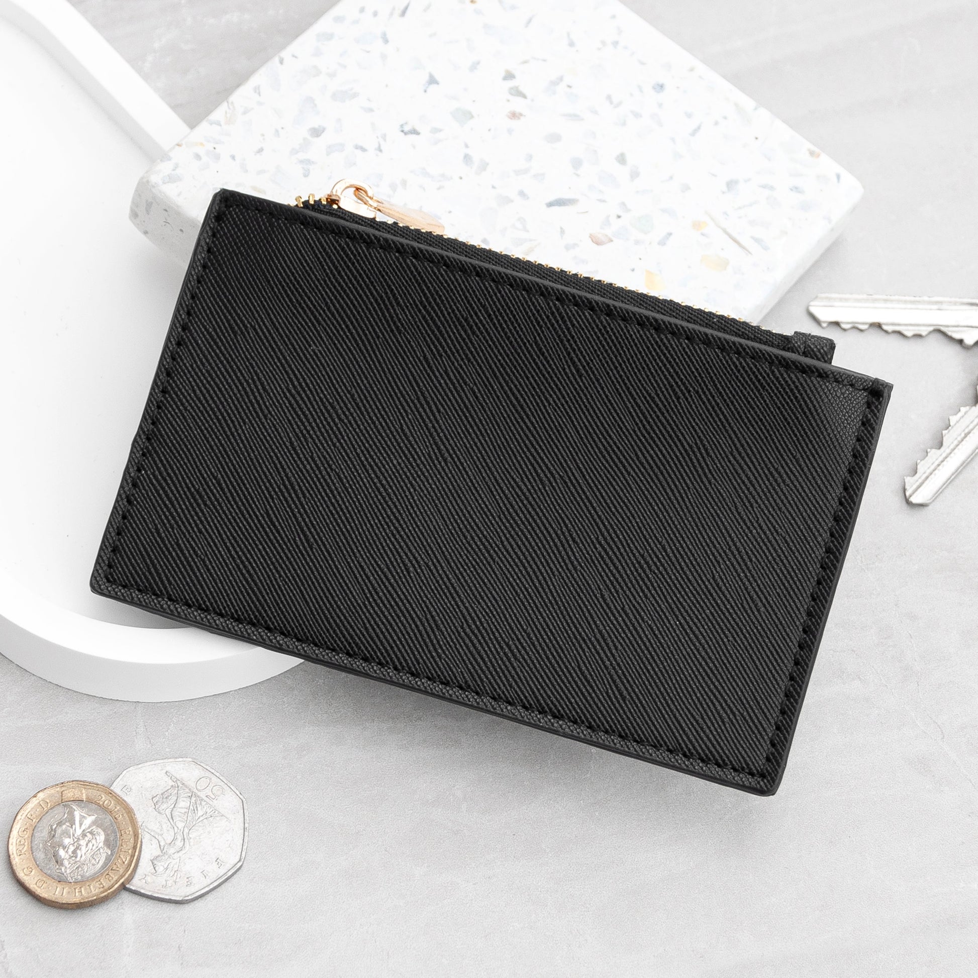 Monogrammed Card Holder in Vegan Leather