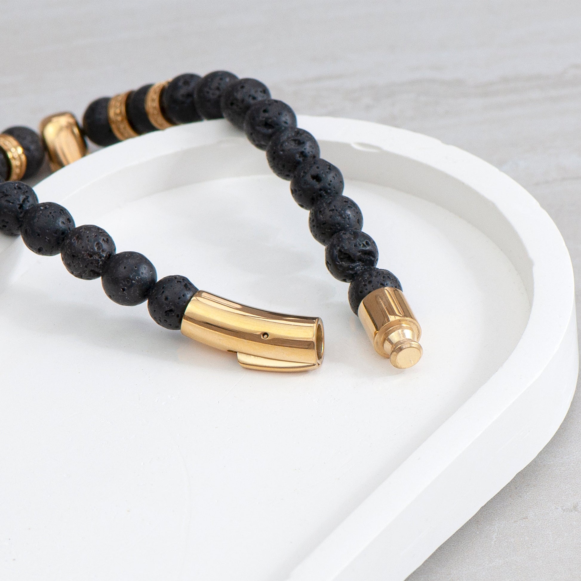 Personalised Men's Golden Skull Beaded Bracelet