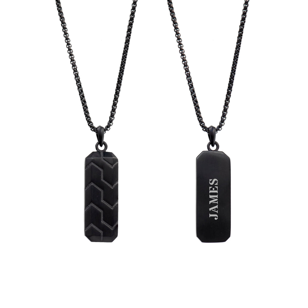 Personalised Men's Black Steel Dog Tag Necklace