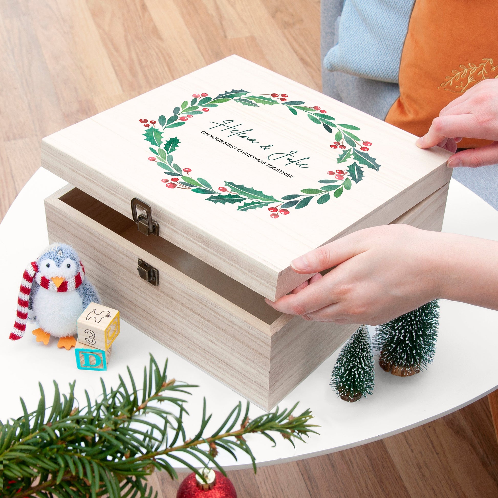 Personalised Couple's Wreath Christmas Eve Box
