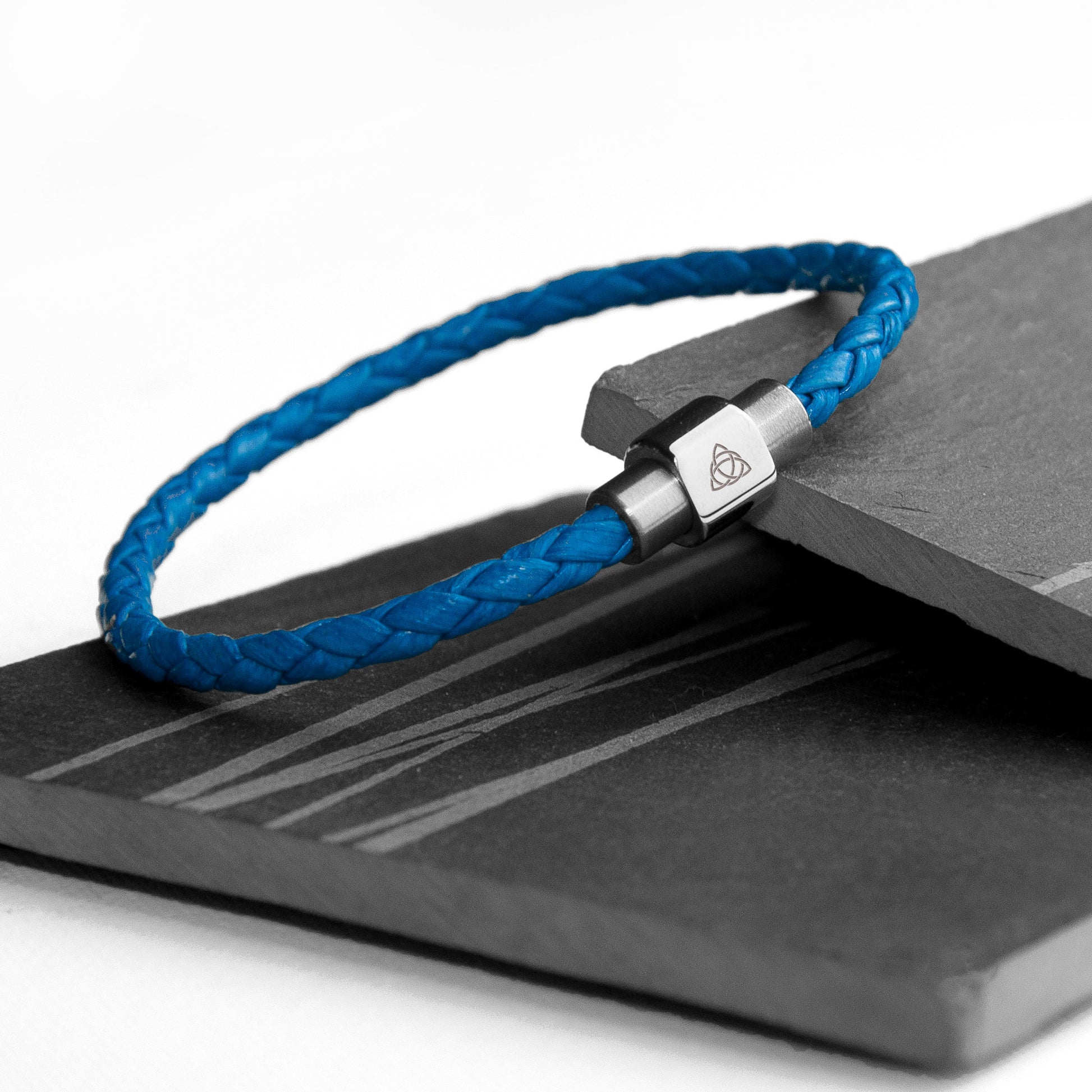 Personalised Men's Celtic Trinity Woven Leather Bracelet