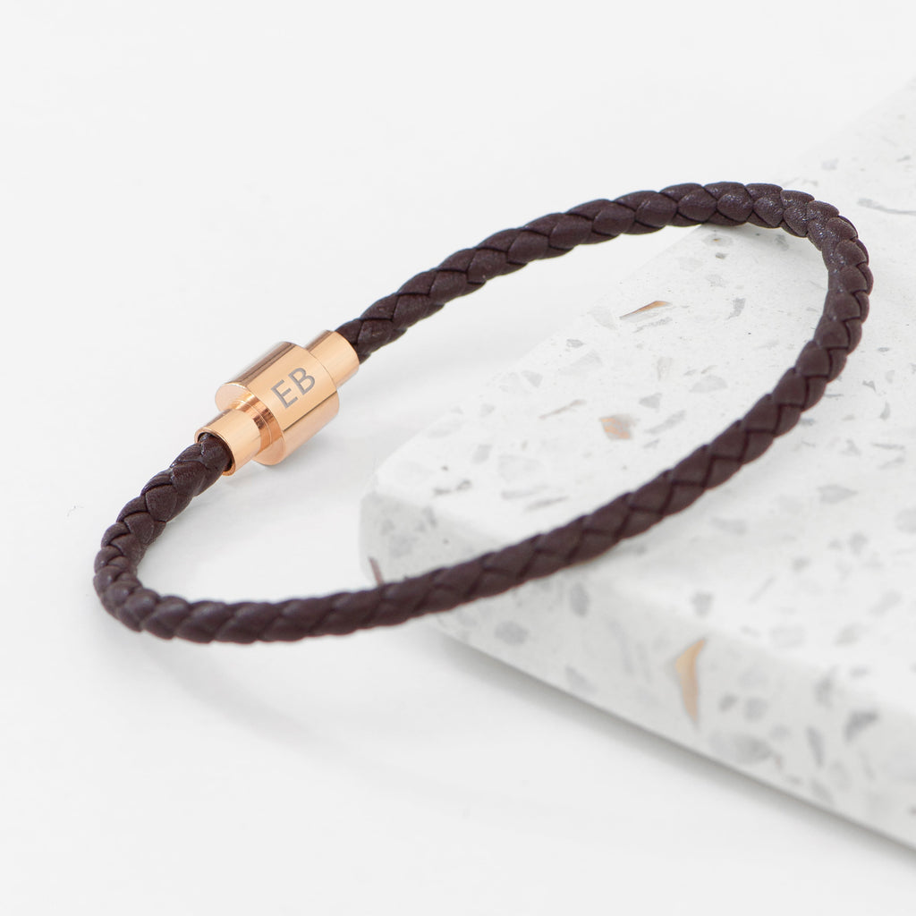 Personalised Men's Celtic Trinity Woven Leather Bracelet
