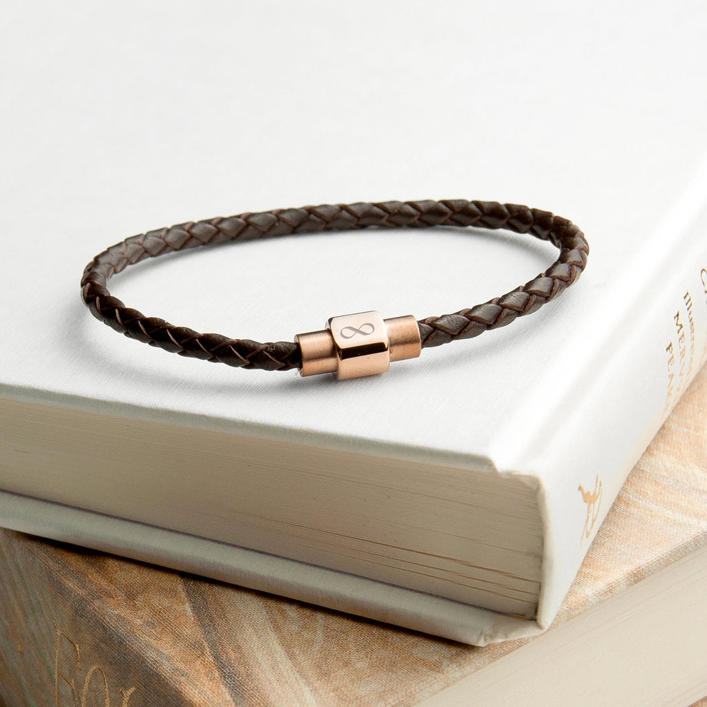 Personalised Men's Infinity Woven Leather Bracelet