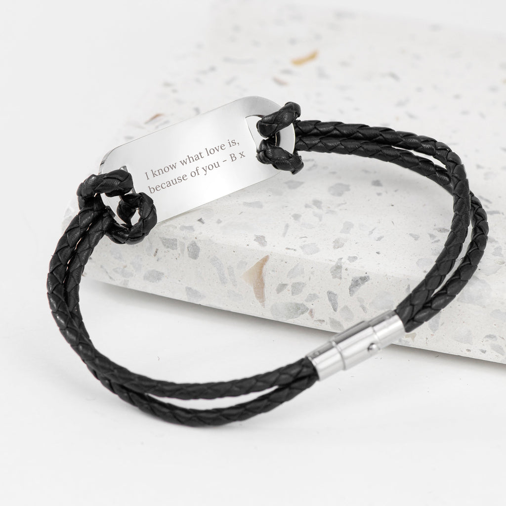 Personalised Men's Celtic Trinity Leather Bracelet