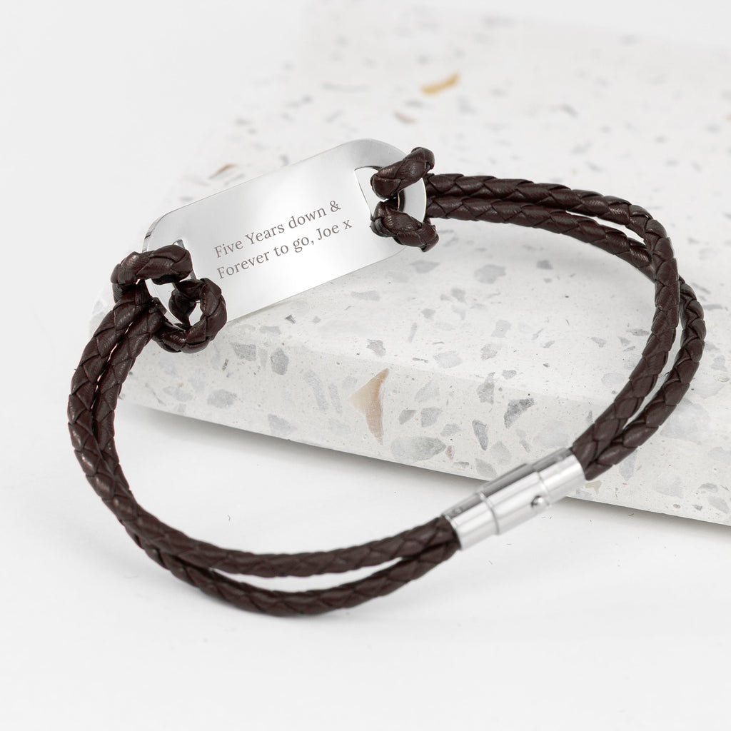 Personalised Men's Travel Compass Leather Bracelet