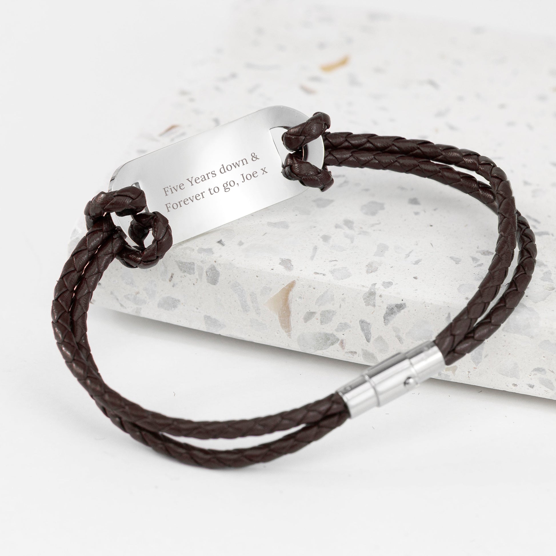 Personalised Men's Travel Compass Leather Bracelet