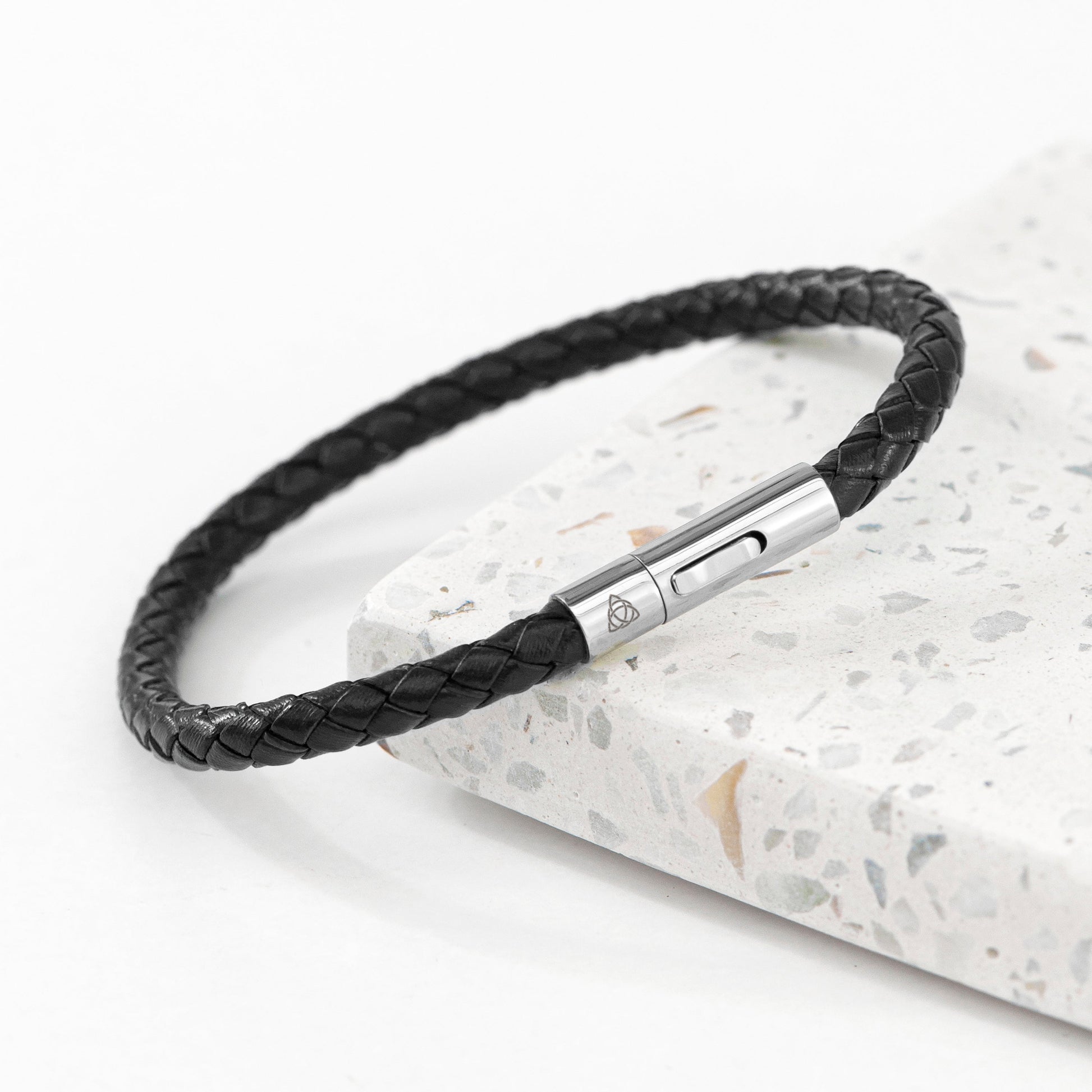 Personalised Men's Celtic Trinity Leather Bracelet