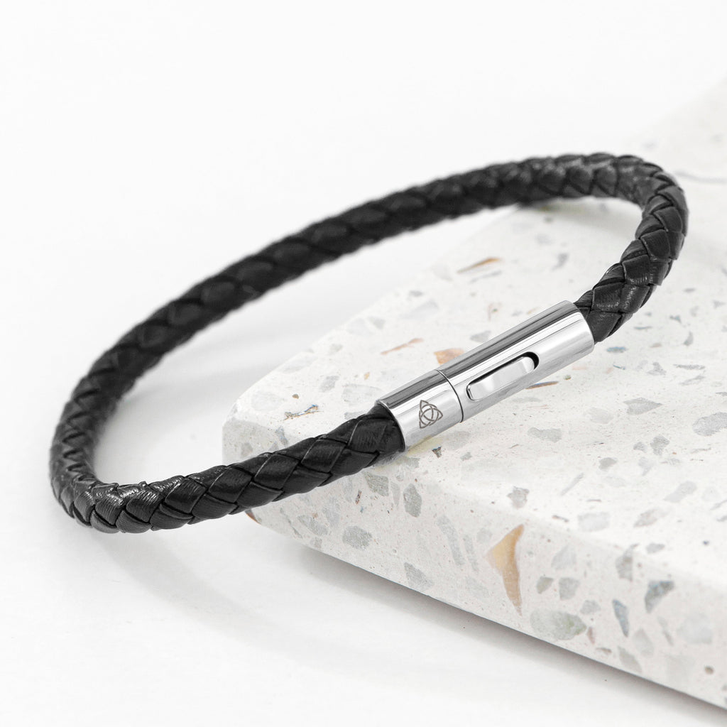 Personalised Men's Celtic Trinity Leather Bracelet