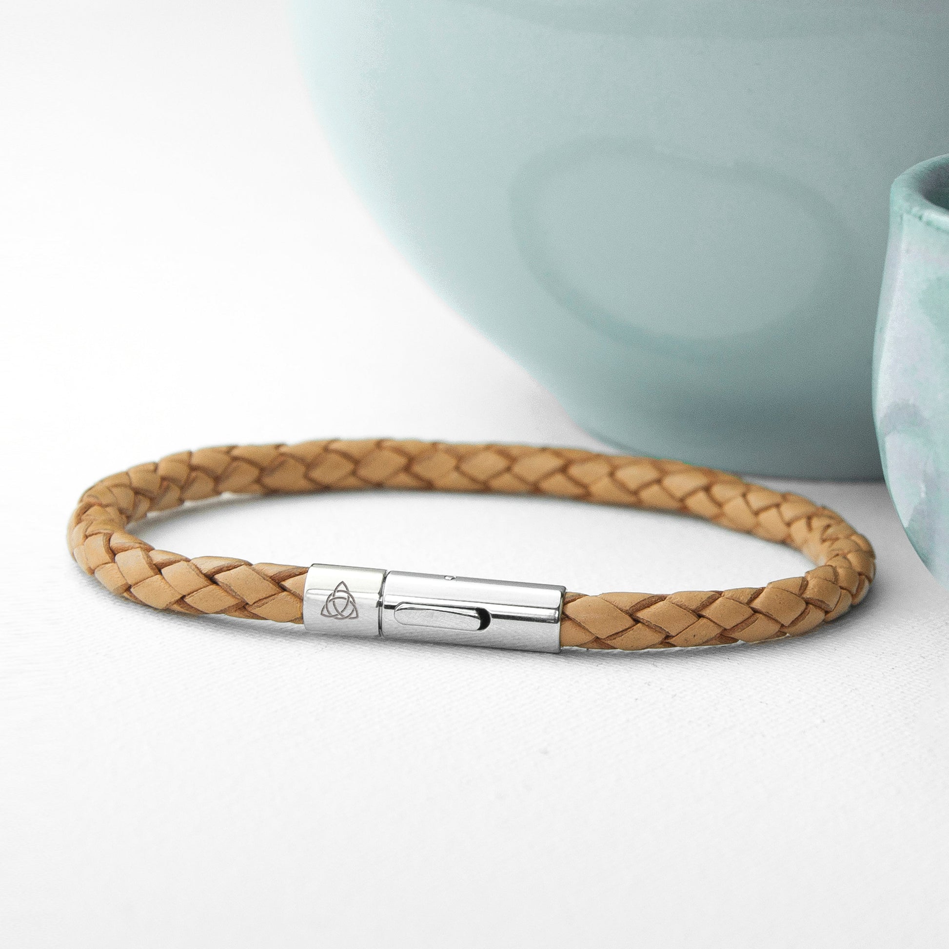 Personalised Men's Celtic Trinity Leather Bracelet