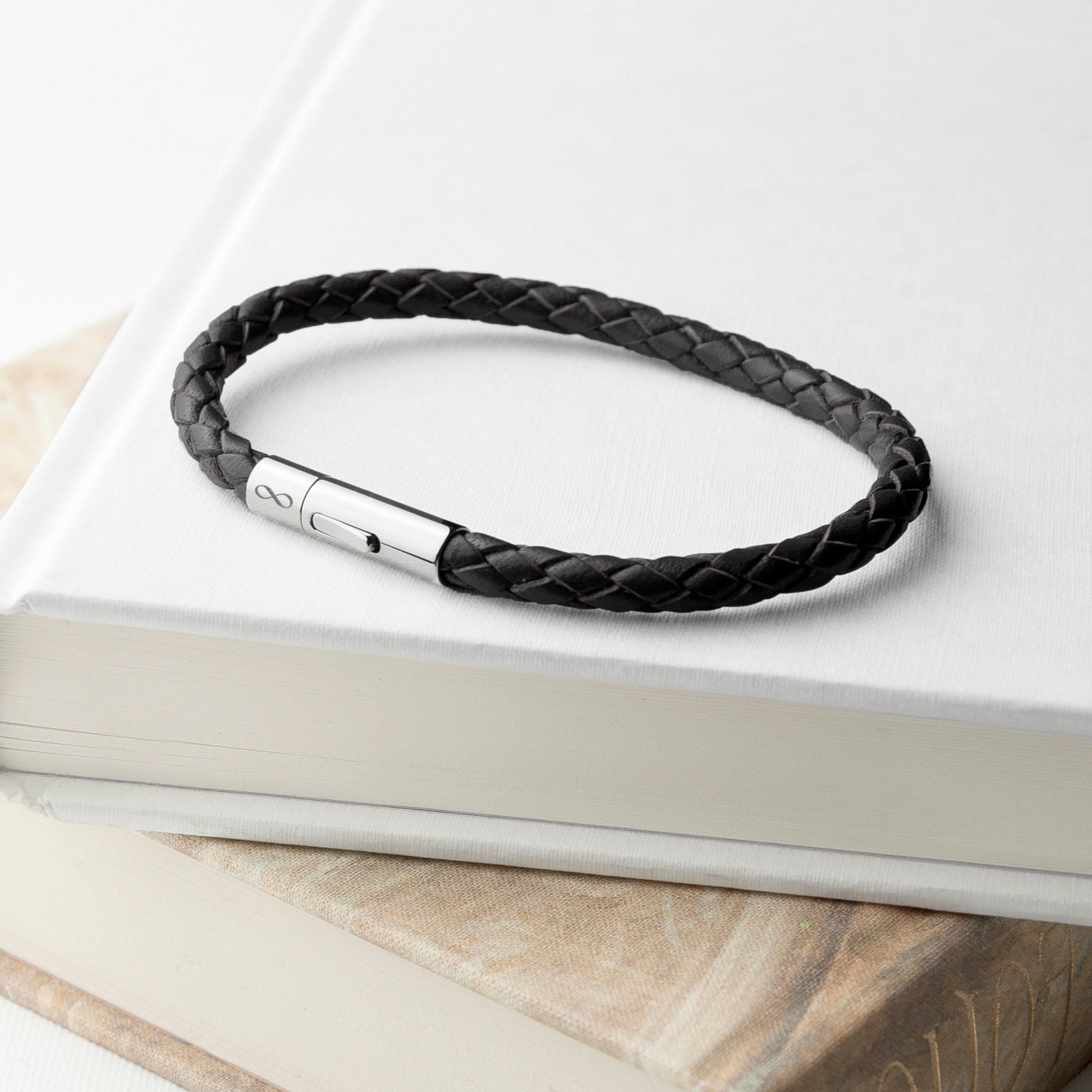 Personalised Men's Infinity Capsule Leather Bracelet