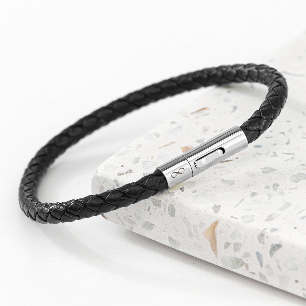 Personalised Men's Infinity Capsule Leather Bracelet