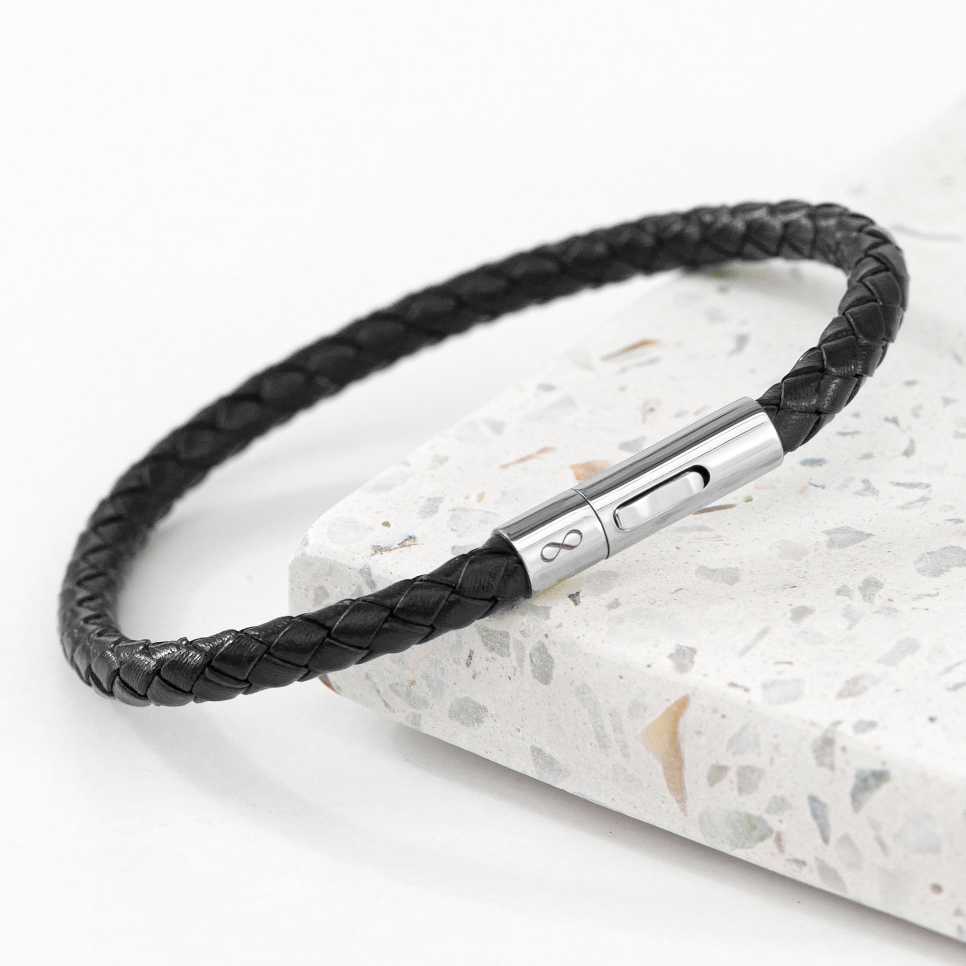 Personalised Men's Infinity Capsule Leather Bracelet
