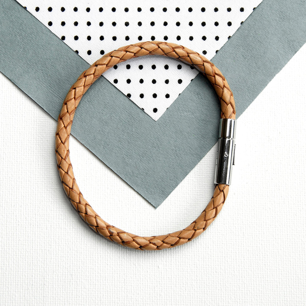 Personalised Men's Travel Compass Leather Bracelet