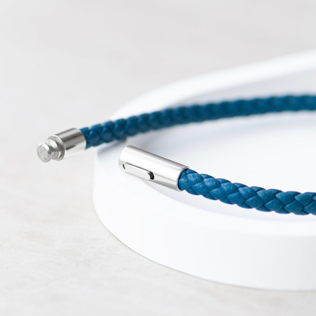 Personalised Men's Travel Compass Leather Bracelet