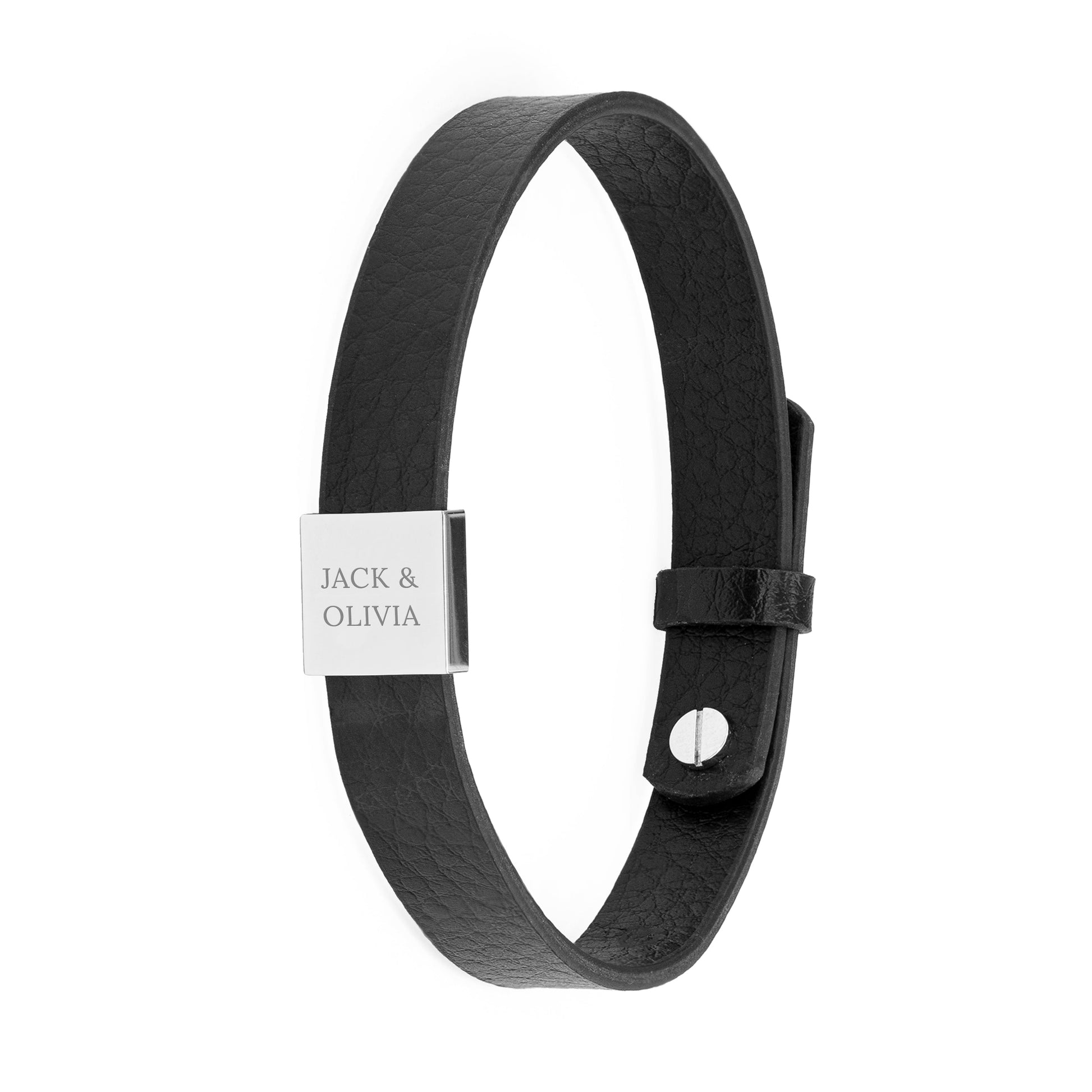 Personalised Men's Soho Tag Message Black Leather Bracelet