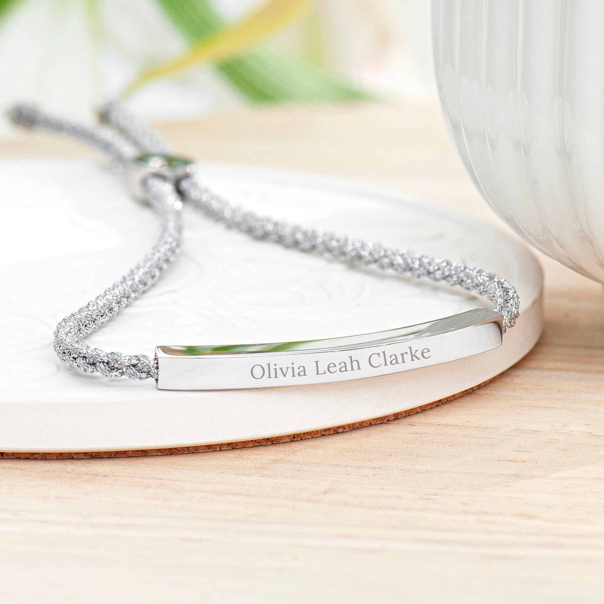 Personalised Silver Rope Bracelet with Custom Engraving