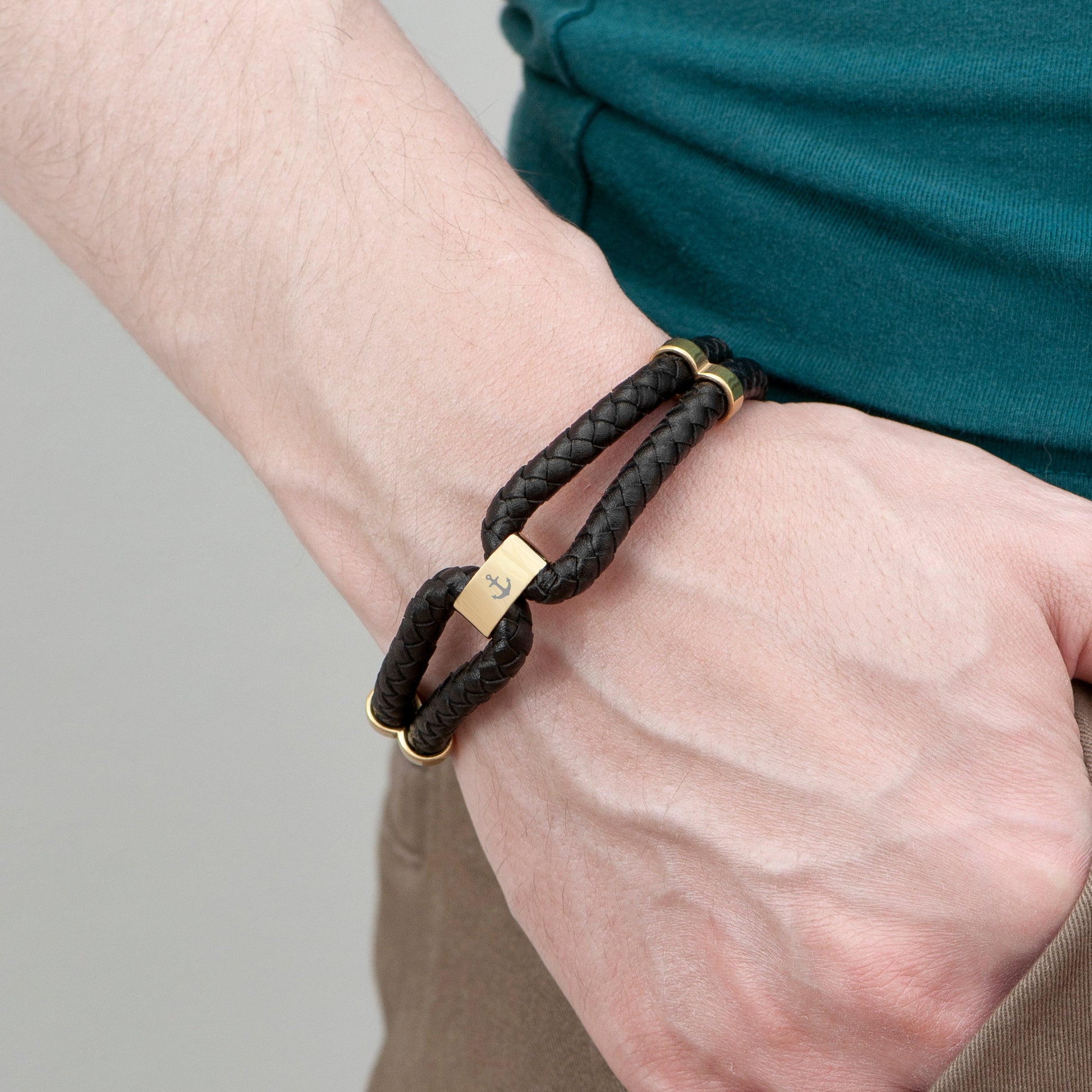 Personalised Men's Dual Leather Bracelet