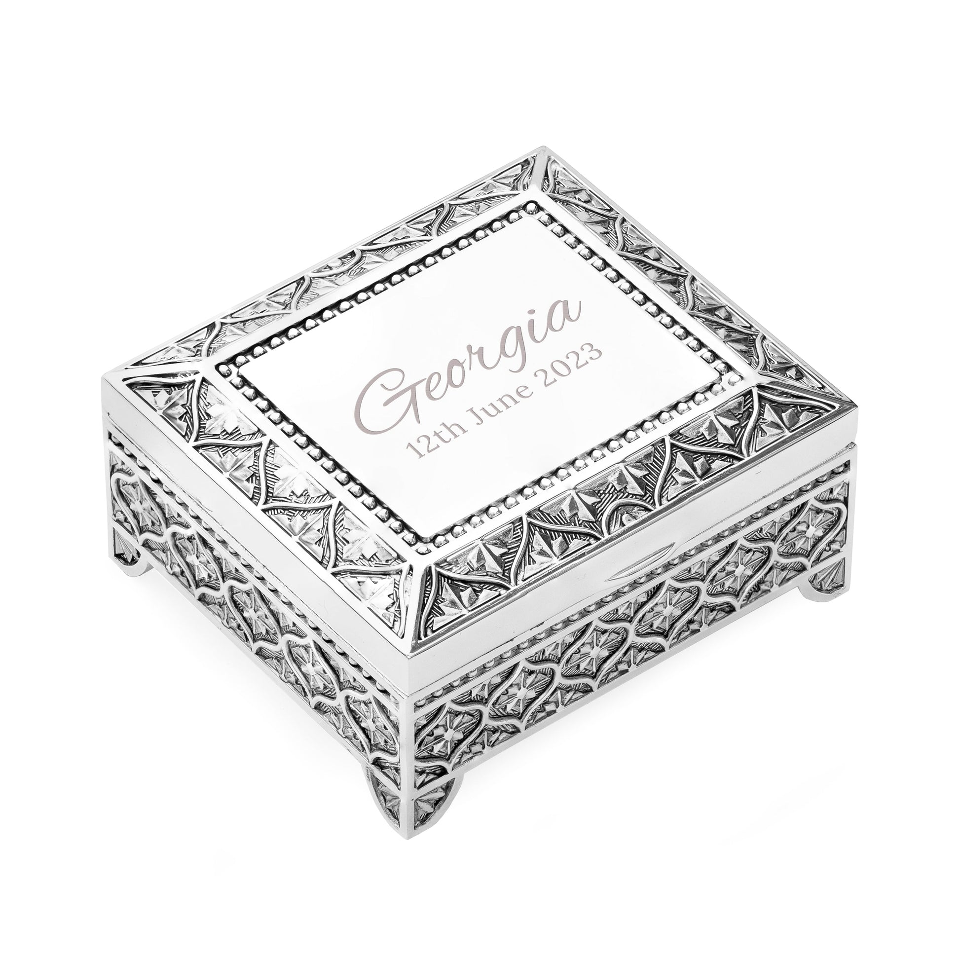 Personalised Miniature Mosaic Silver Trinket Box