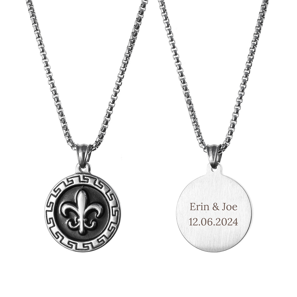Personalised Men's Fleur de lis Pendant Necklace
