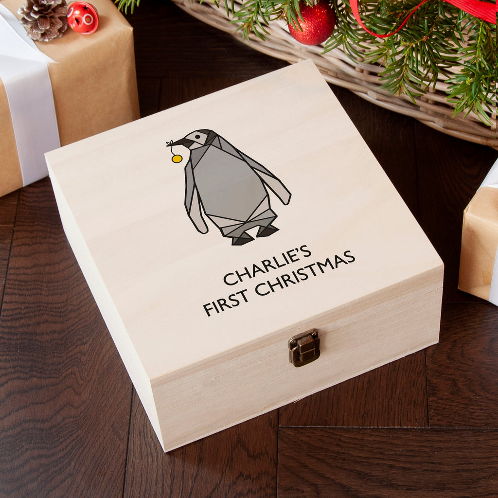 Personalised Baby Penguin First Christmas Eve Box