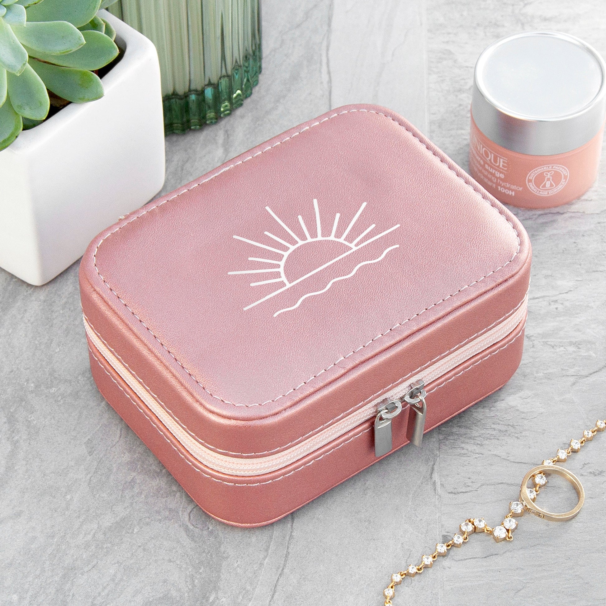 Customisable Pink Metallic Sunset Jewellery Case
