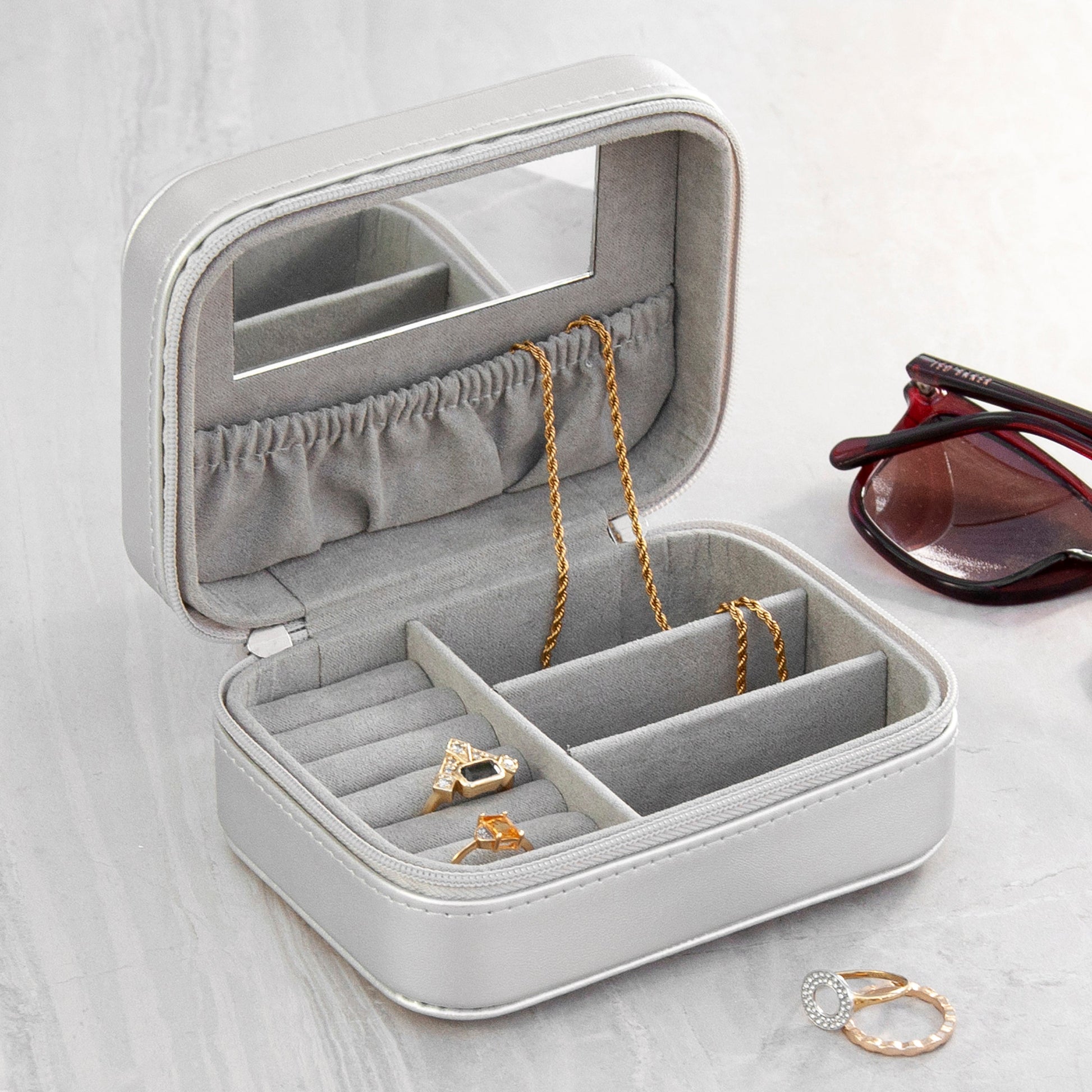 Silver Sunset Sparkly Jewellery Case