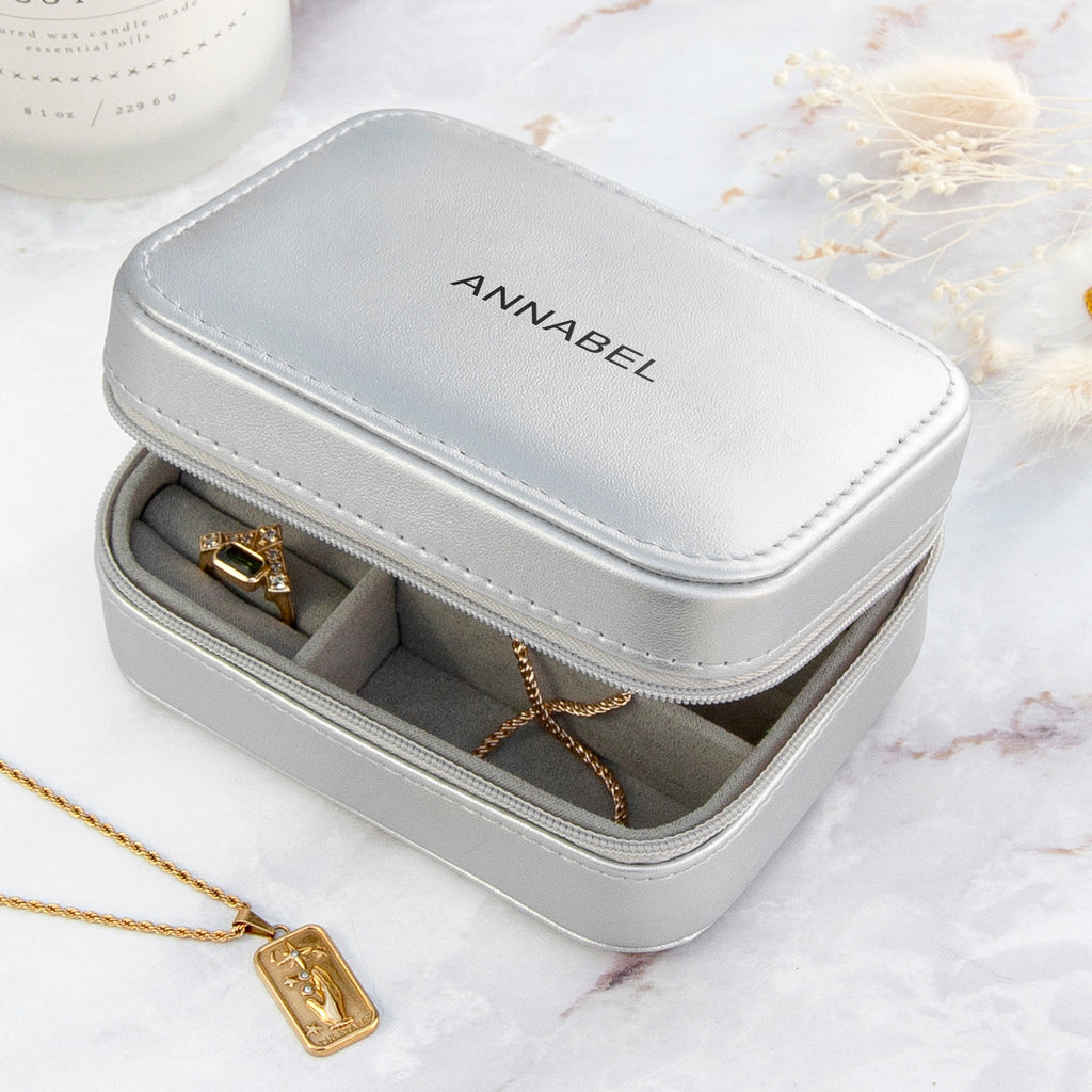 Personalised Silver Jewellery Case with Bold Message