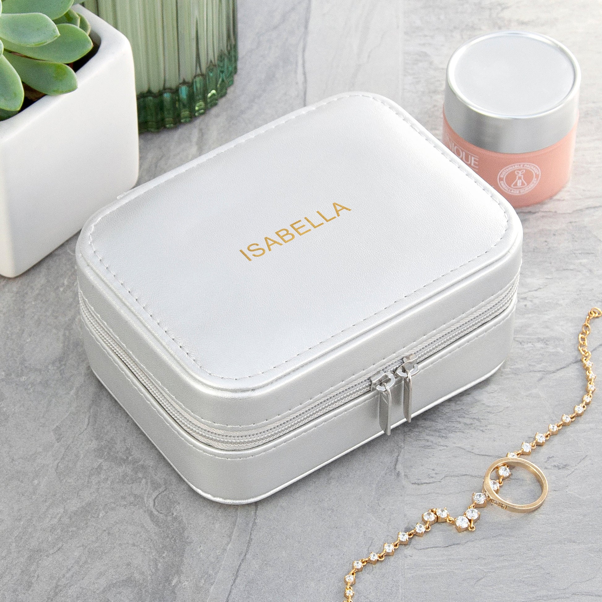 Personalised Silver Jewellery Case with Bold Message