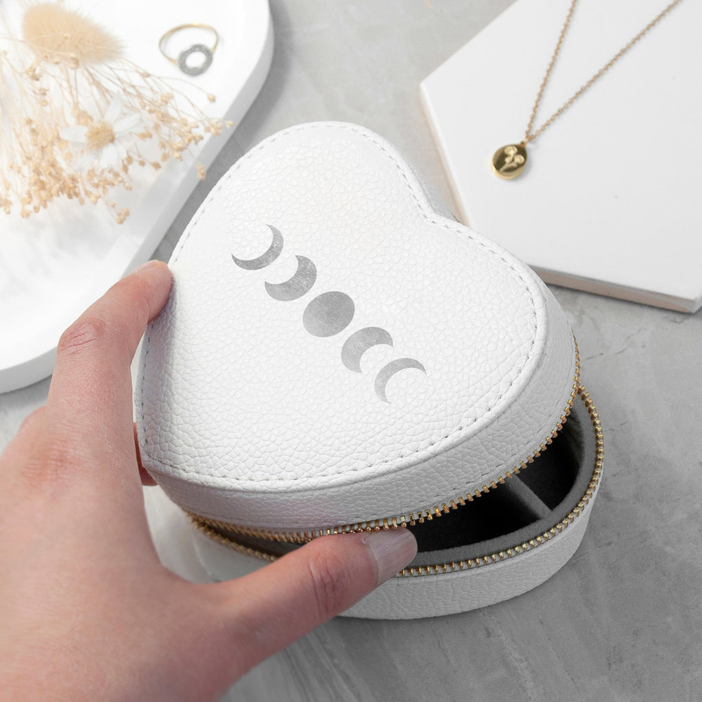 Lunar Phase White Heart Jewellery Case