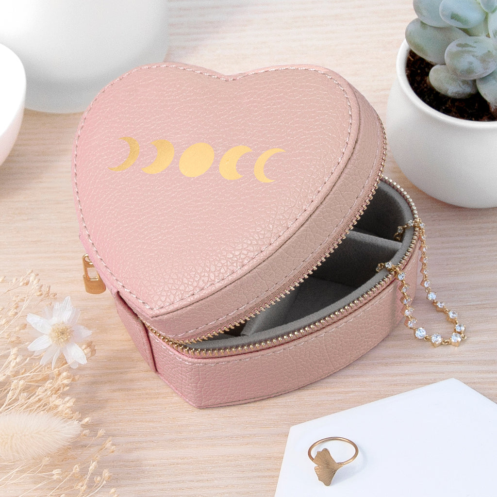 Moon Phase Pink Heart Jewellery Case