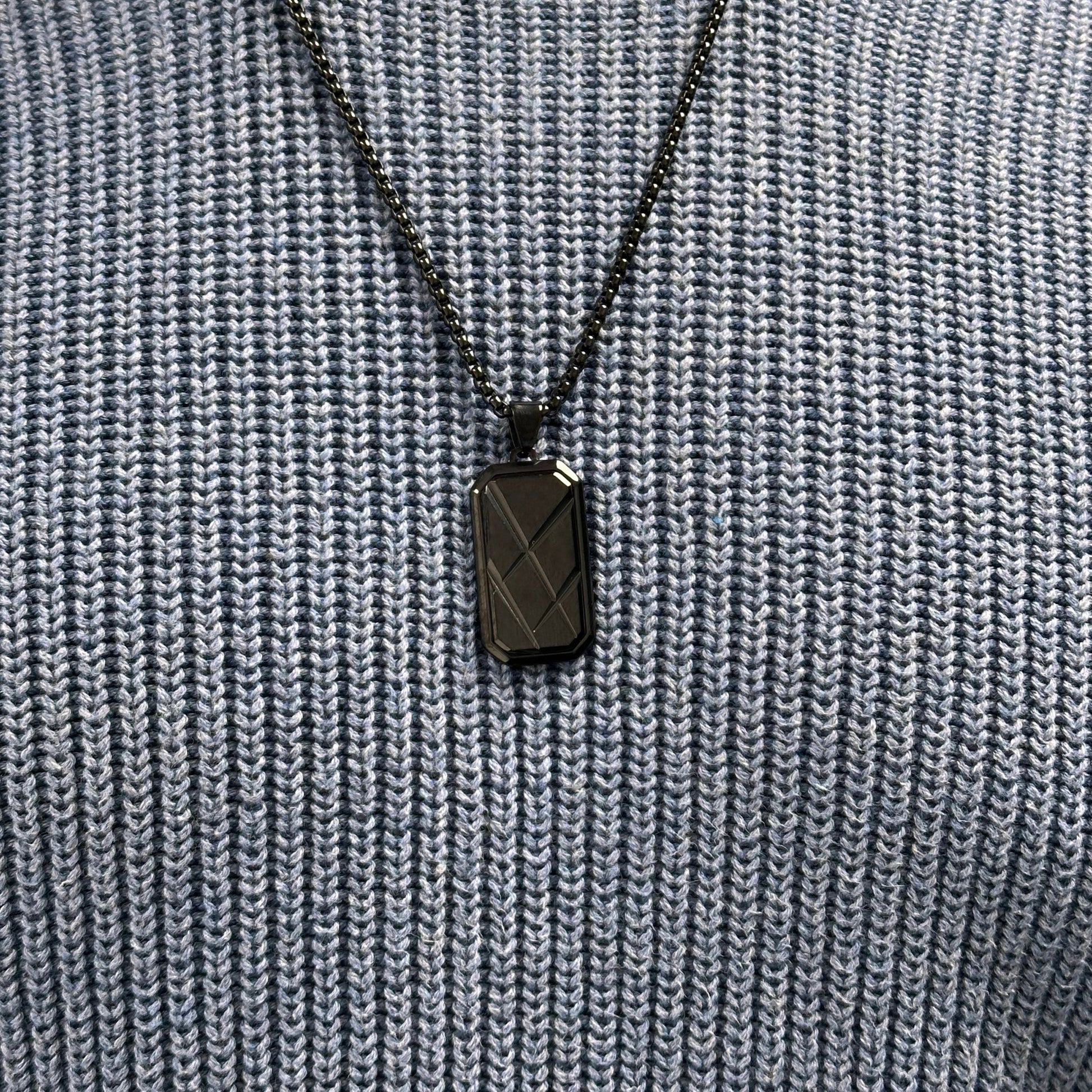 Personalised Men's Contemporary Black Dog Tag Necklace