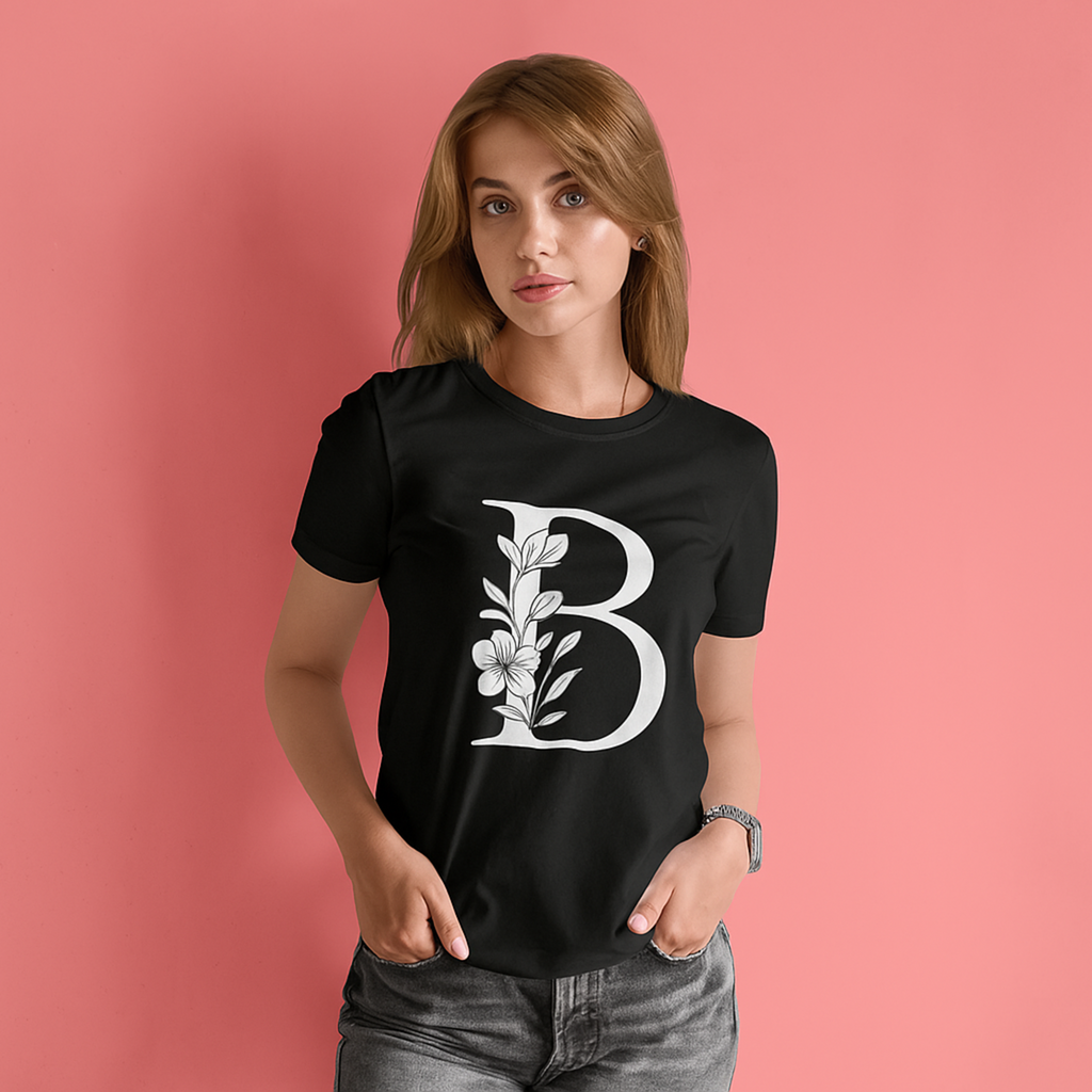 Monogrammed Women's Floral T-Shirt in Organic Cotton
