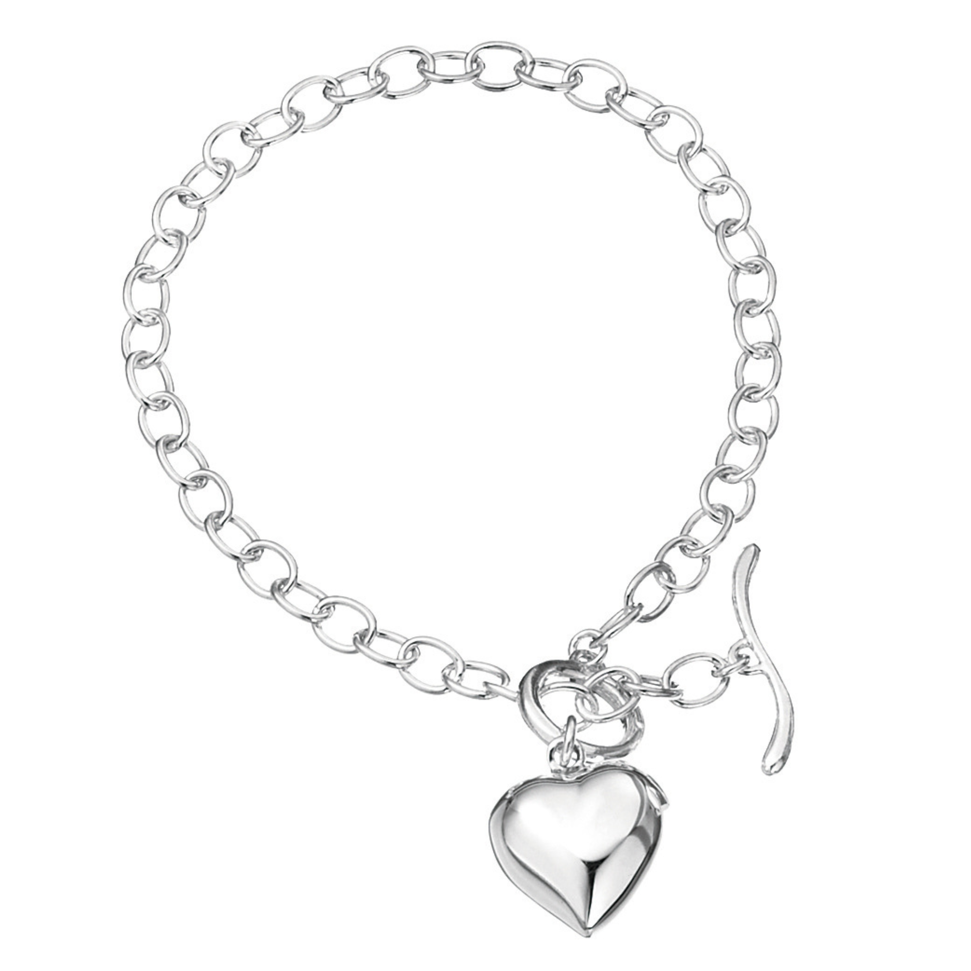 Sterling Silver Heart Charm Bracelet