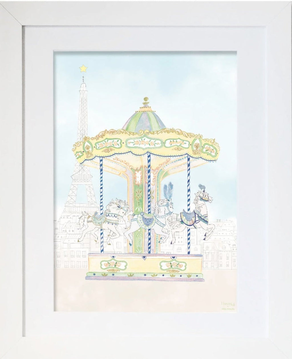 Personalised Carousel of The Trocadero Illustration for Boys