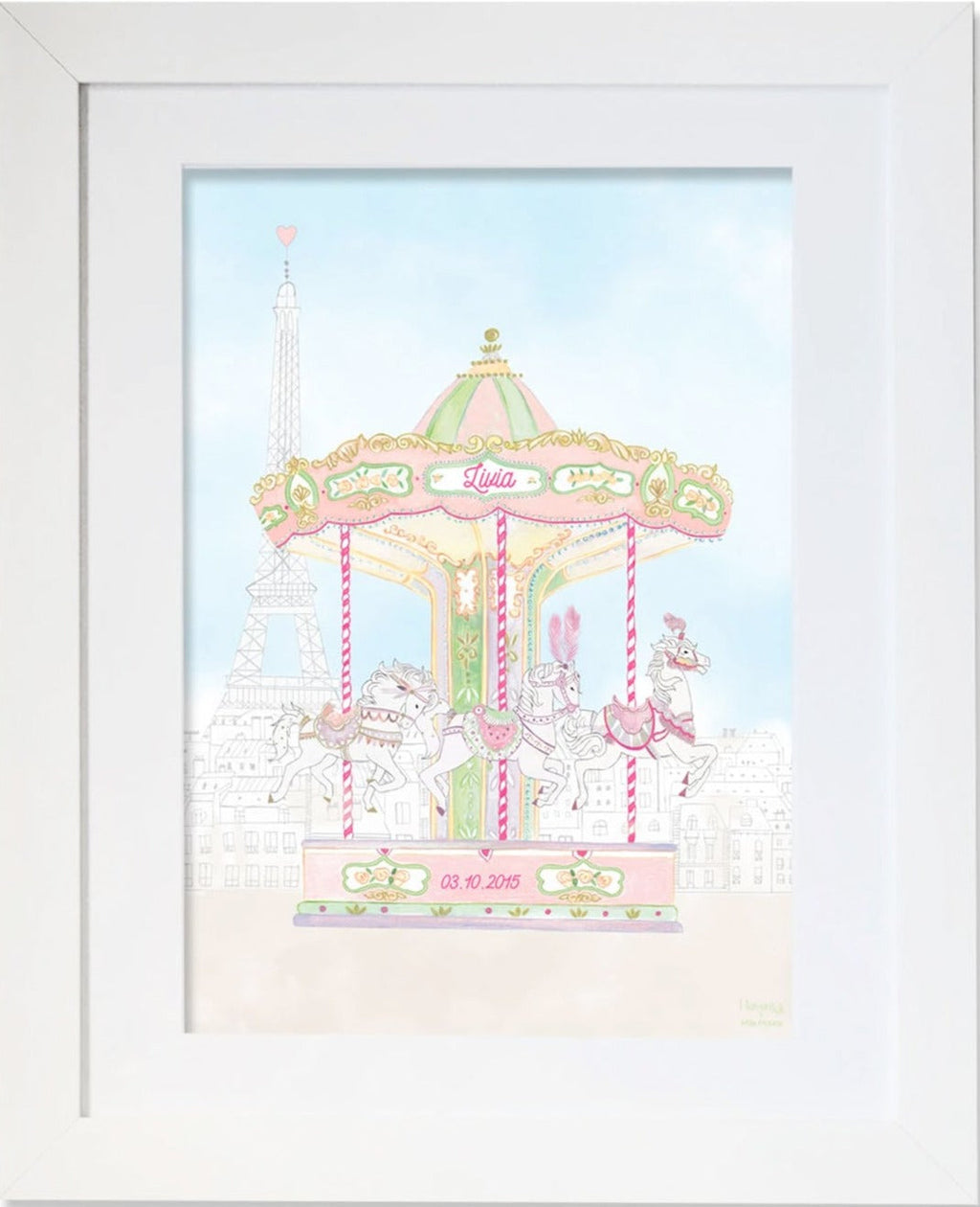Personalised Carousel of The Trocadero Illustration for Girls