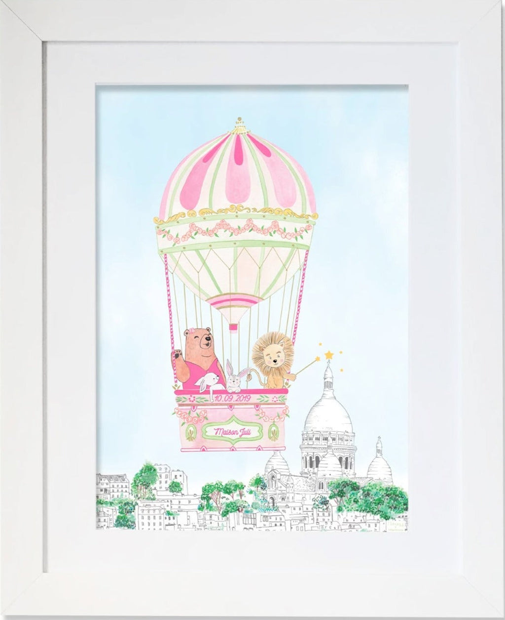 Personalised Hot Air Balloon of Montmartre for Girls