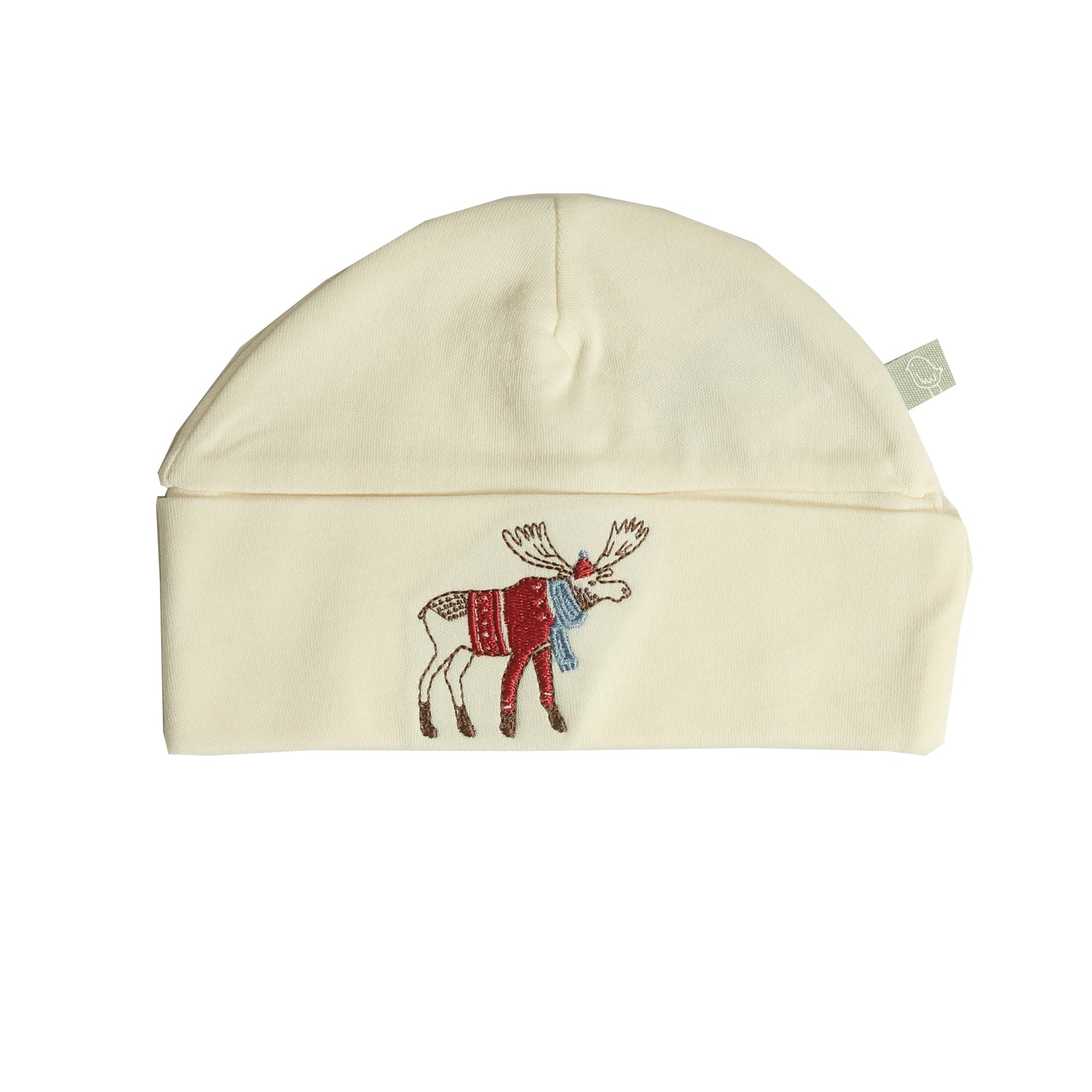 Reversible Ivory Moose Bucket Hat for Newborns