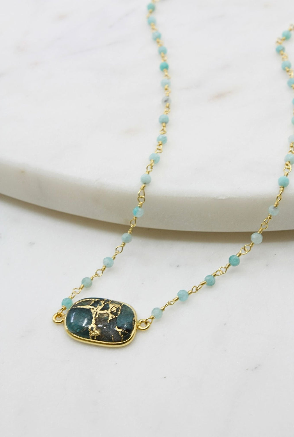 Endless Summer Necklace in Teal Turquoise Mojave