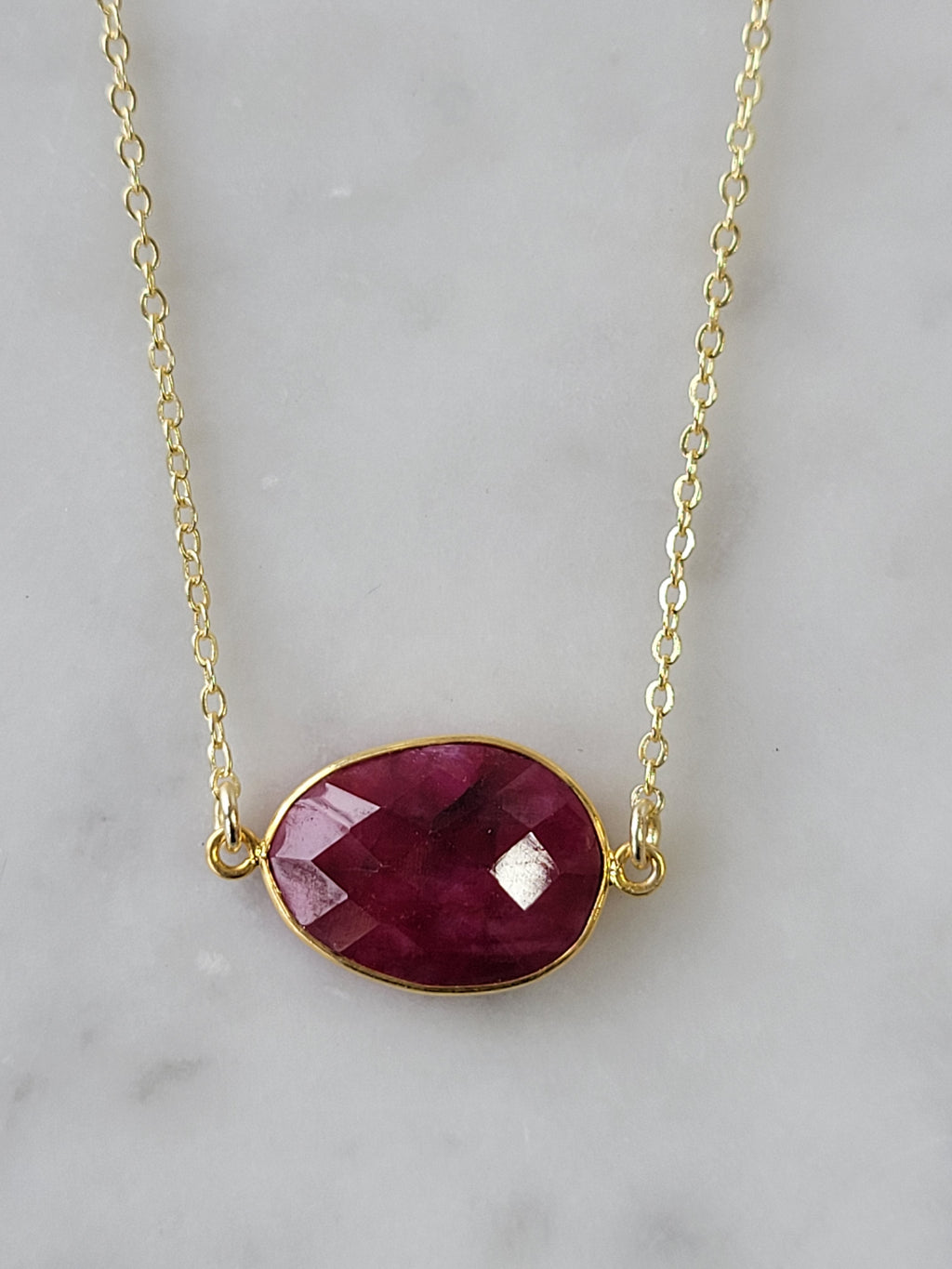 Ruby Simple Chain Necklace in Gold or Silver