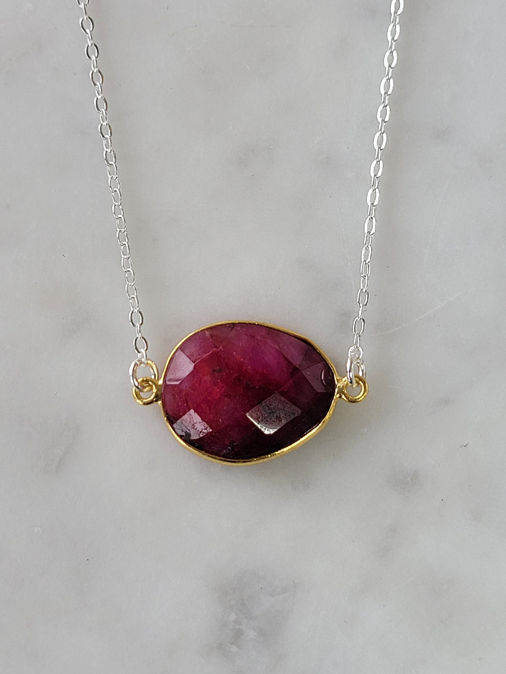 Ruby Simple Chain Necklace in Gold or Silver