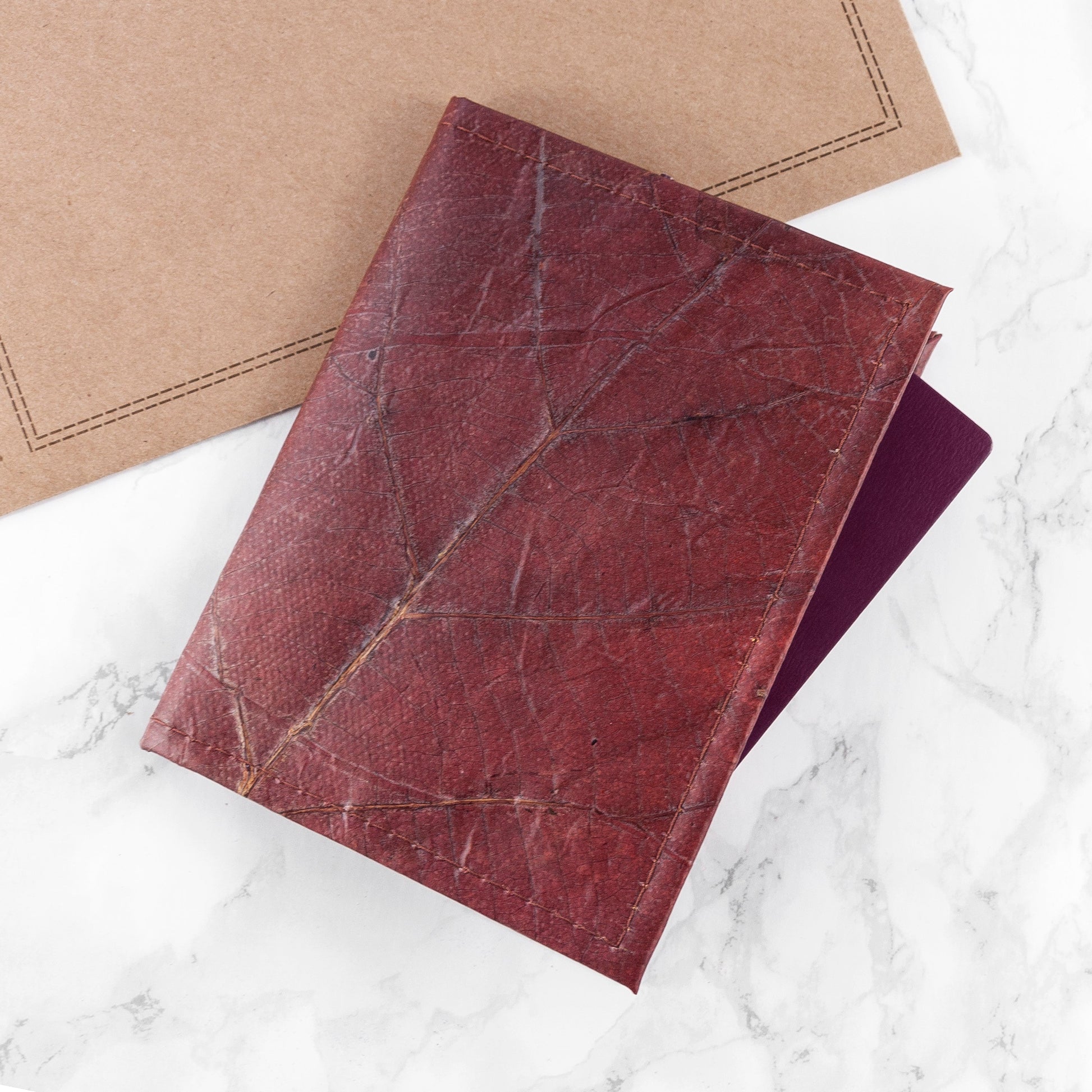 Vegan Teak Leaf Leather Passport Cover