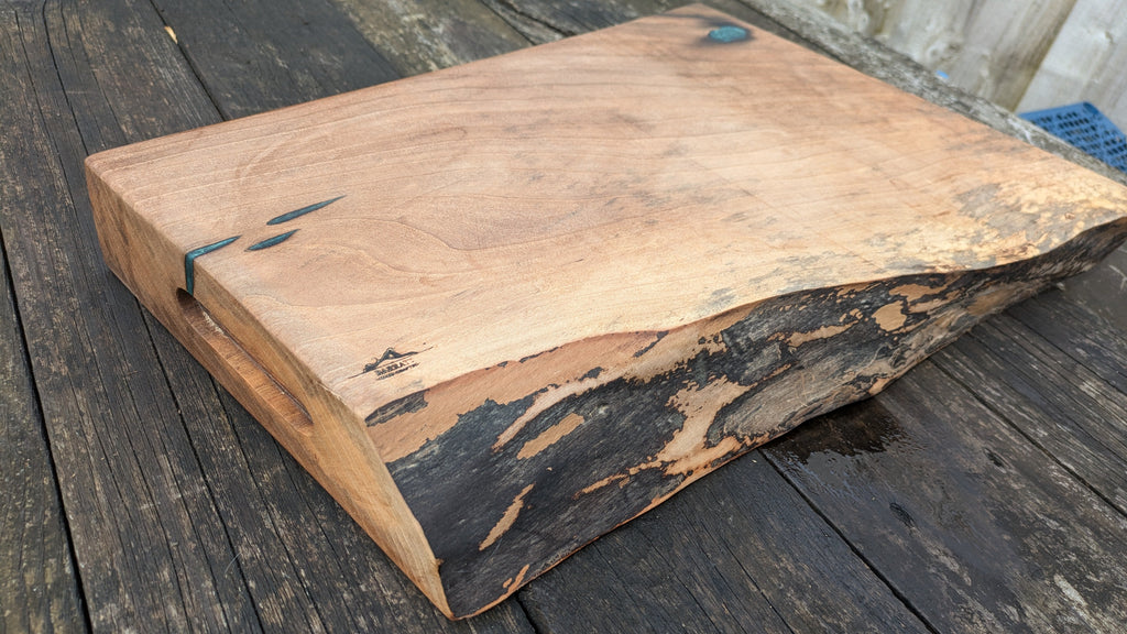 English Walnut with turquoise highlights