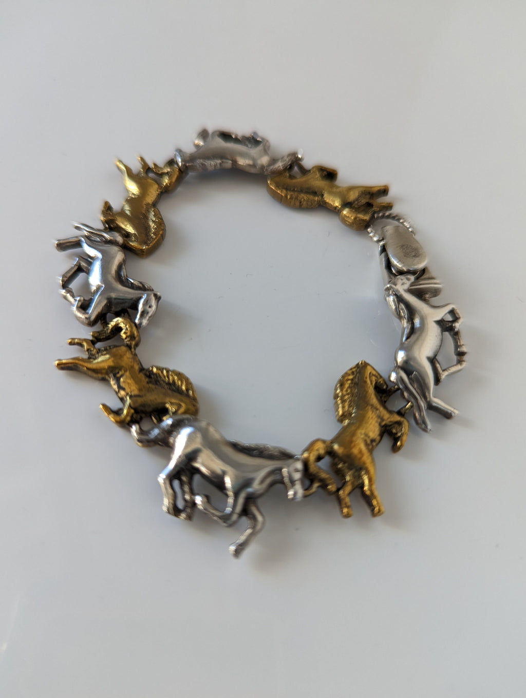 Silver Steed Silver & Brass Galloping Horses Bracelet
