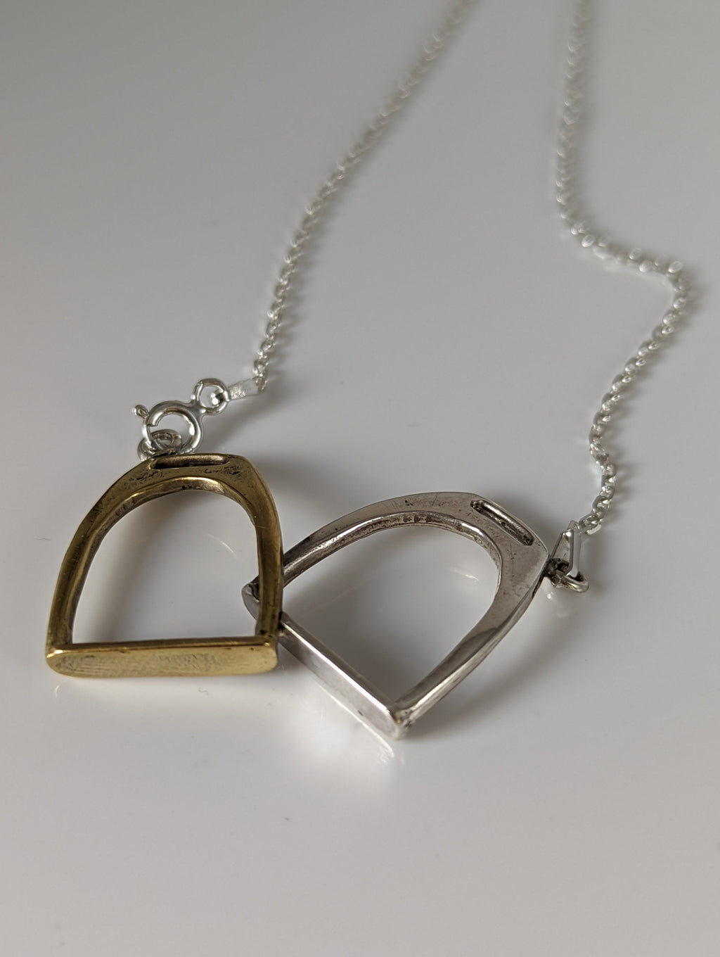 Silver Steed Two Stirrups Necklace
