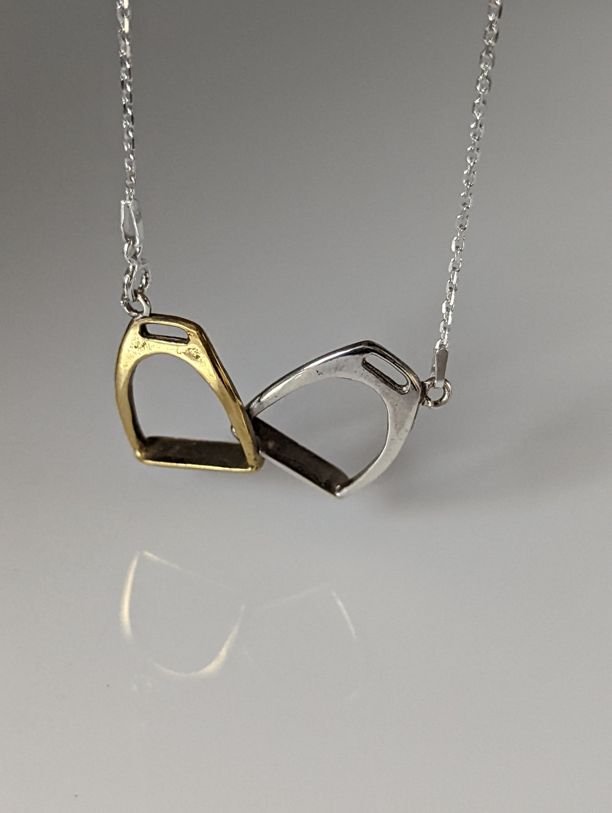 Silver Steed Two Stirrups Necklace